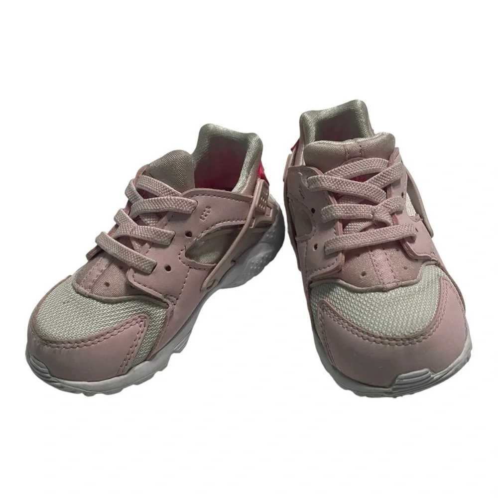 Nike huarache toddler girl sneakers size 7C pink/white slip on bungee type - Picture 5 of 11